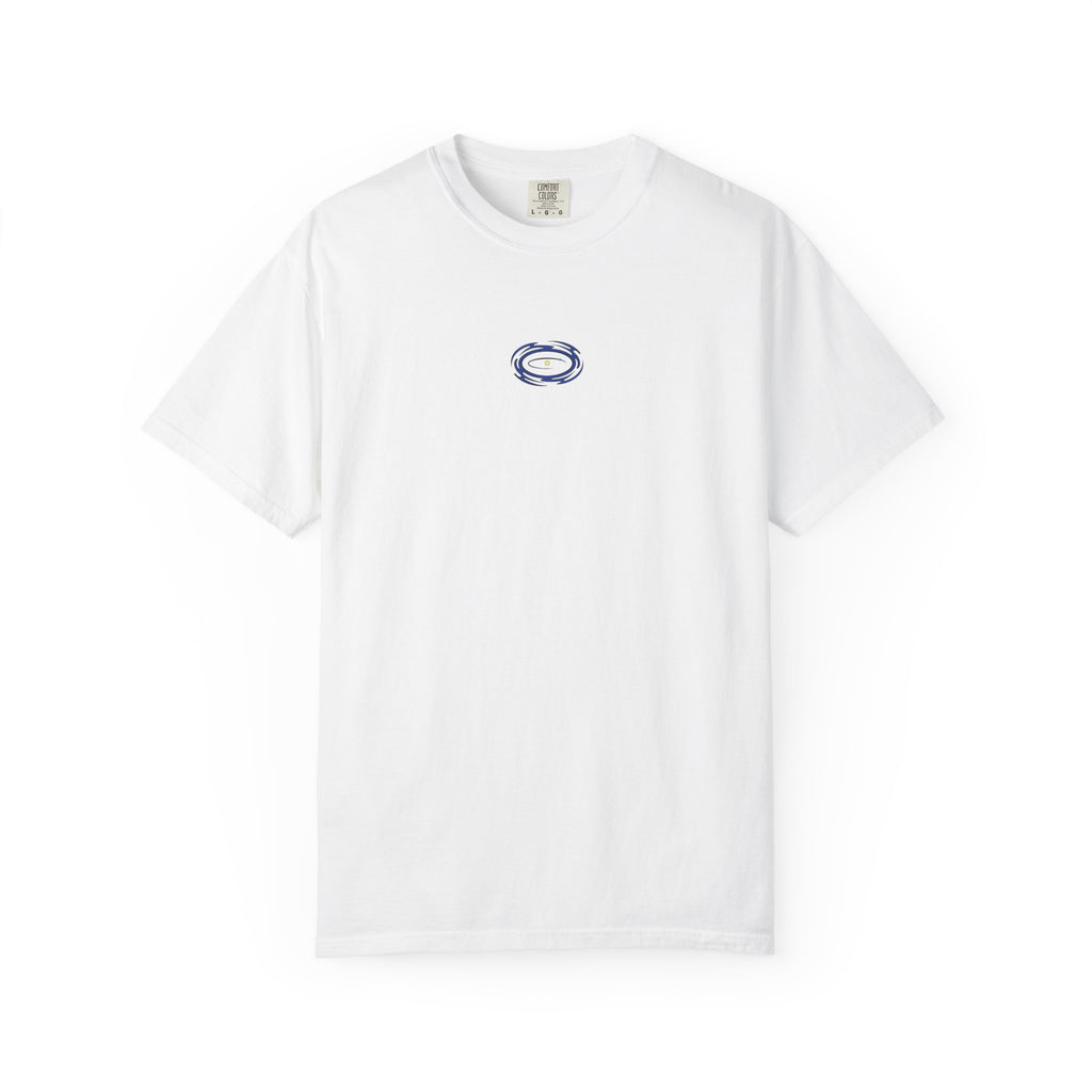 Graphic T-Shirt — Abstract Tech Diagram Back Print with Small Front Emblem