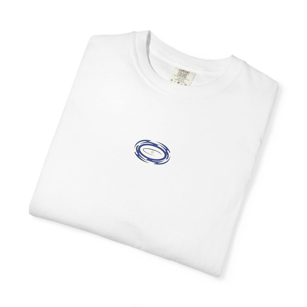 Graphic T-Shirt — Abstract Tech Diagram Back Print with Small Front Emblem