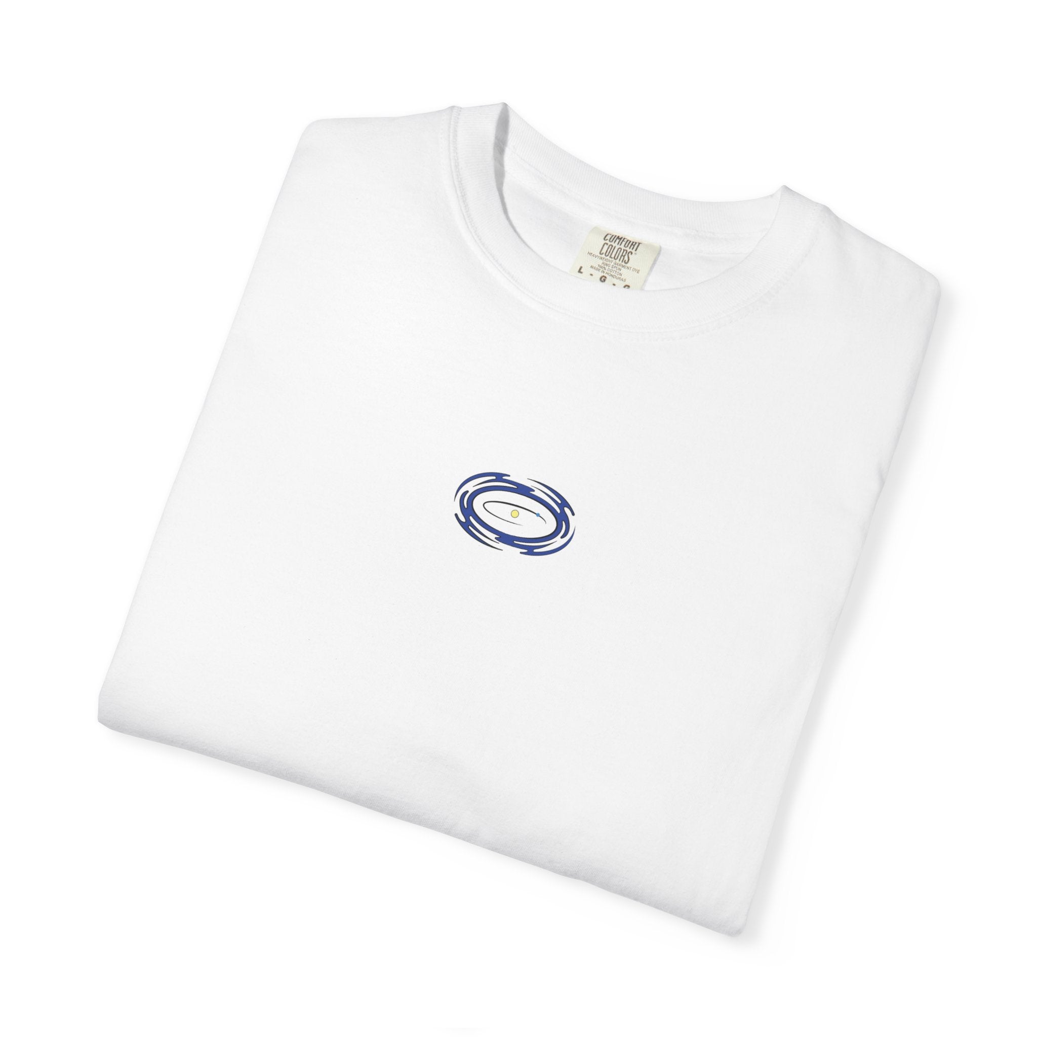Graphic T-Shirt — Abstract Tech Diagram Back Print with Small Front Emblem