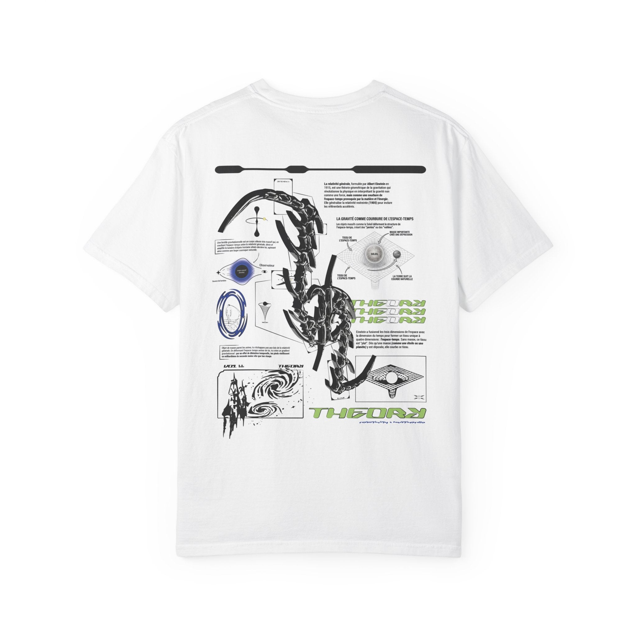 Graphic T-Shirt — Abstract Tech Diagram Back Print with Small Front Emblem